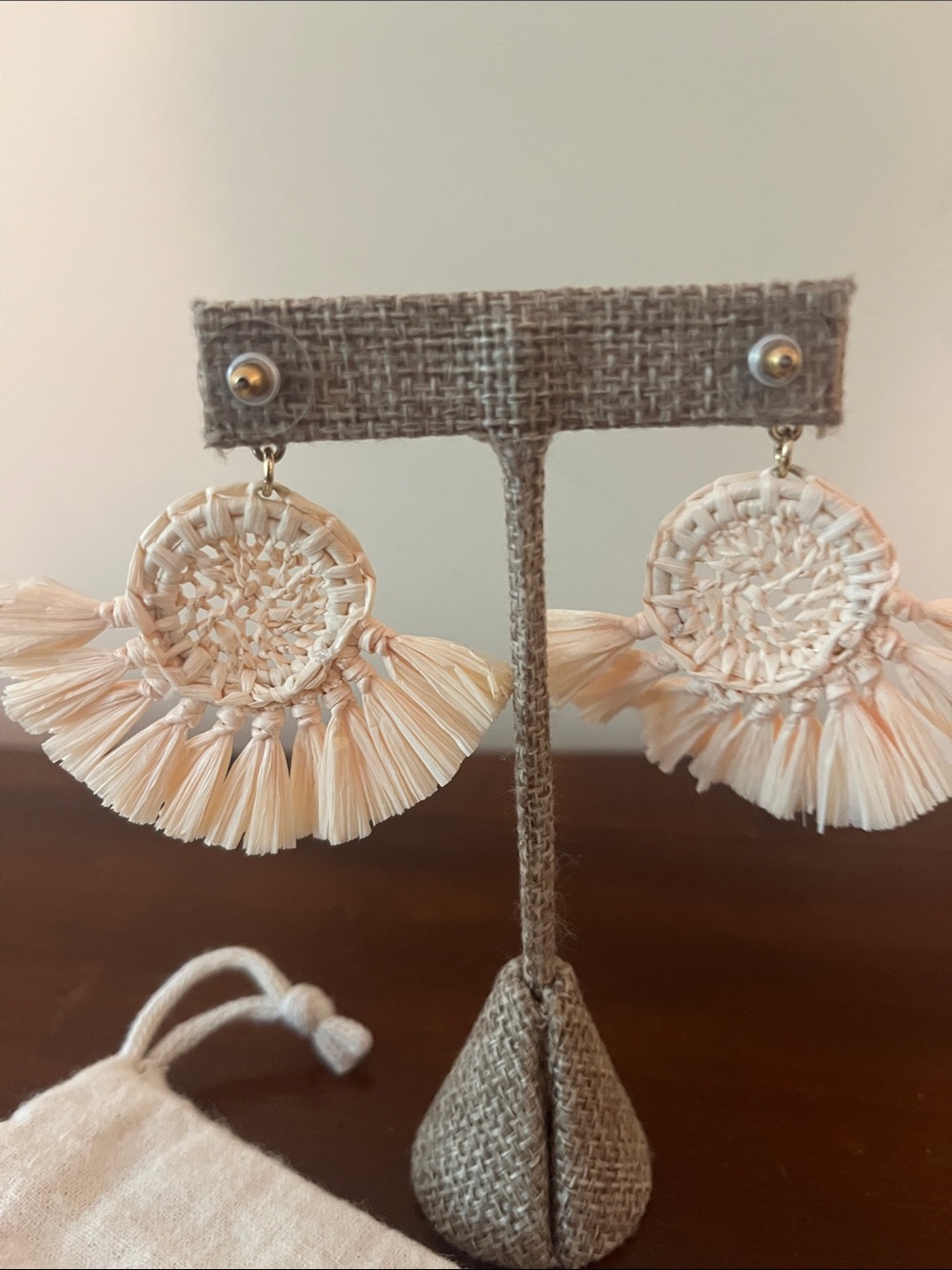 J Crew Raffia Fan Statement Earrings - Natural - Picture 5 of 9